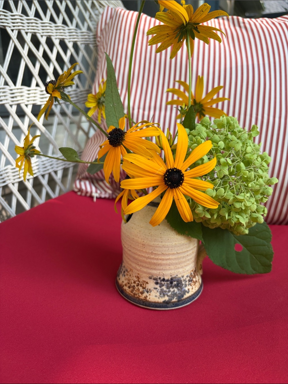 Jane Snider Handmade Cream Ceramic Vase for Floral Arrangement